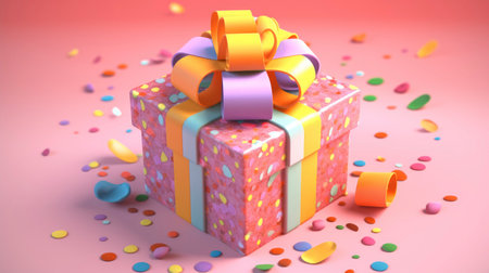 Surprise and Joy in 3D Gift Box Illustration generated by AIの素材