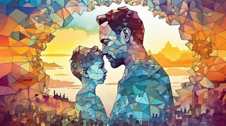 Colorful and Vibrant Abstract Illustration for Father's Day generated by AIの素材