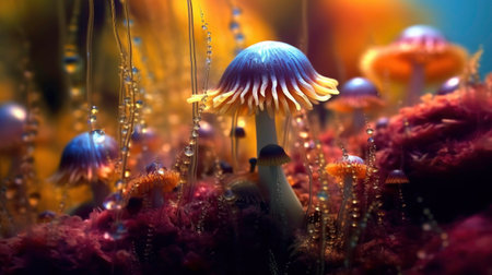 Macro photography of a stunning world in close-up generated by AIの素材