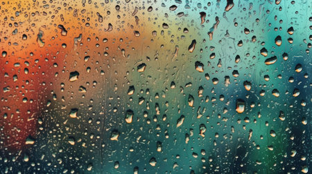 Close-up of Water Droplets on Window Surface generated by AIの素材