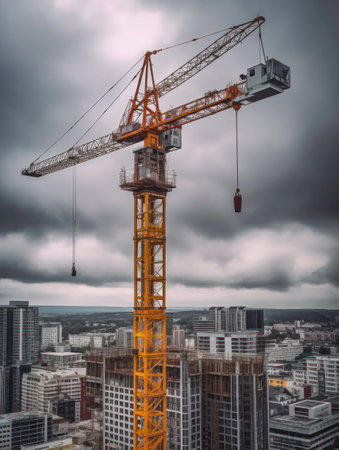 Crane and Building Project in the Modern City View generated by AIの素材