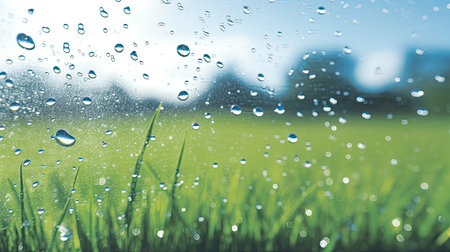 Simple and Minimalistic Window with Dew on Glass Generated by AIの素材