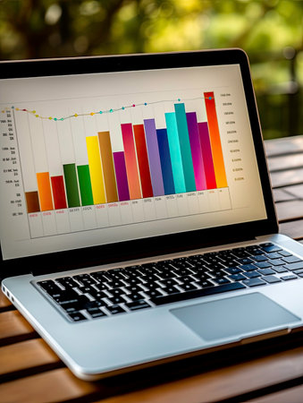 Sales and Profit Graph Displayed on Notebook Generated by AIの素材