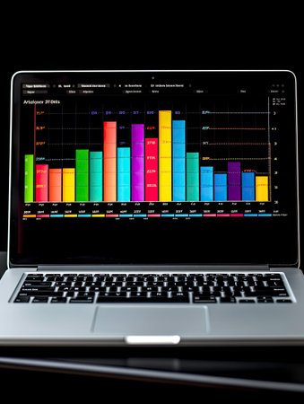Sales and Profit Graph Displayed on Notebook Generated by AIの素材