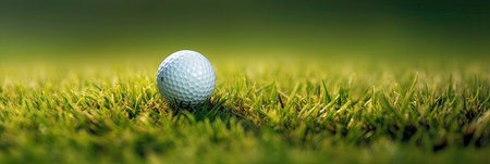 Closeup of a White Golf Ball near the Hole on a Sunny Day generated by AIの素材