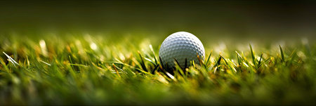 Closeup of a White Golf Ball near the Hole on a Sunny Day generated by AIの素材
