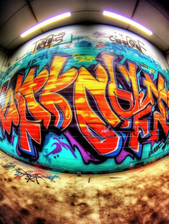 Colorful Graffiti Word or Phrase on Concrete Wall generated by AIの素材
