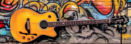 Colorful Cartoon Graffiti Mural on Urban Wall generated by AIの素材