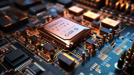 Electric Circuit Board with Electronic Components generated by AIの素材