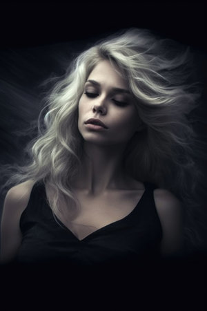 Sensual and Erotic Beauty in Black Clothing and Dark Magicの素材