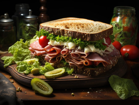 large sized sandwich generated by AIの素材
