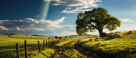 tree with amazing landscape generated by AIの素材