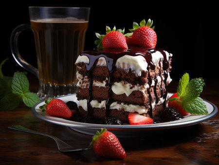 presentation of a piece of cake generated by AIの素材