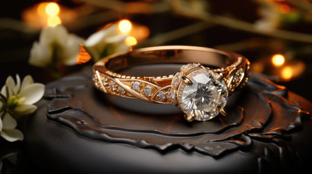 Gold ring with brillant generated by AIの素材