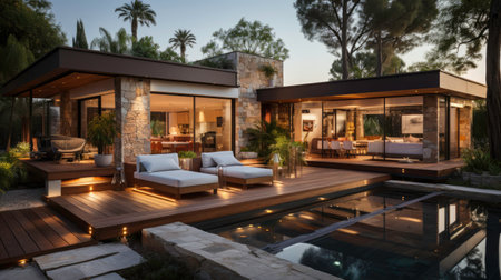 Modern villa, minimalist style. Generated by AIの素材
