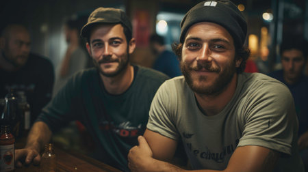 Two companions in a bar. Generated by AIの素材