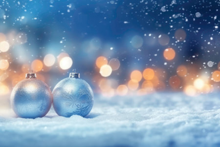Christmas winter background with snow and blurry bokeh. Generated by AIの素材