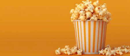 Pop corn background with copy of space. Generated by AIの素材