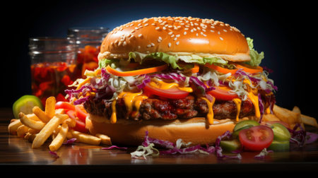 Double Cheeseburger as fast food. generated by aiの素材