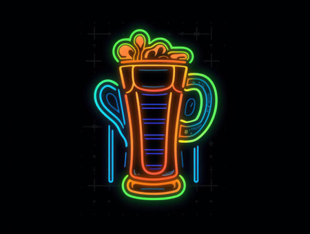 beer themed neon logo. generated by aiの素材