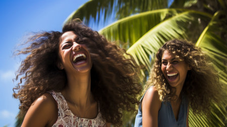 Happy people on tropical vacationの素材