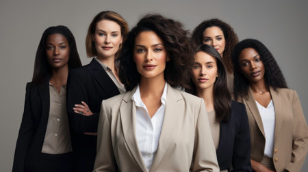 A female CEO who confidently and visionarily manages a diverse team.の素材