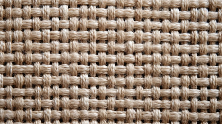 Rustic Elegance: Detailed Woven Fabric Texture Background with a Mesh Patternの素材