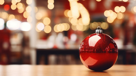 Shopping mall blurred background with Christmas decoration. Xmas defocused imageの素材