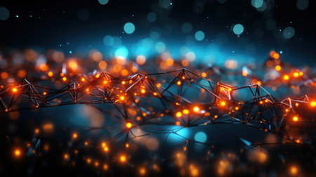 Abstract geometric with connected lines and dots. Big data visualization, network connectionの素材
