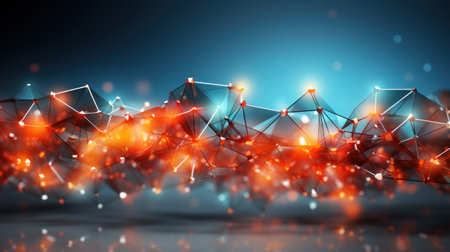 Abstract geometric with connected lines and dots. Big data visualization, network connectionの素材