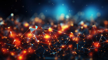Abstract geometric with connected lines and dots. Big data visualization, network connectionの素材