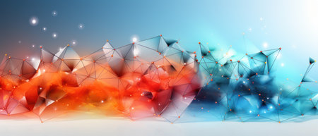 Abstract geometric with connected lines and dots. Big data visualization, network connectionの素材