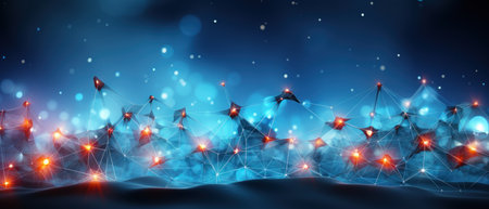 Abstract geometric with connected lines and dots. Big data visualization, network connectionの素材