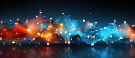 Abstract geometric with connected lines and dots. Big data visualization, network connectionの素材