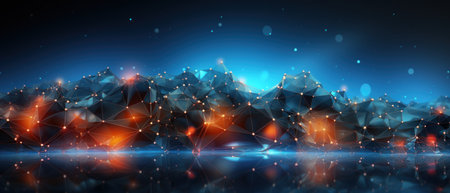 Abstract geometric with connected lines and dots. Big data visualization, network connectionの素材
