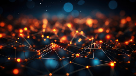 Abstract geometric with connected lines and dots. Big data visualization, network connectionの素材