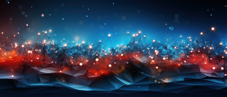 Abstract geometric with connected lines and dots. Big data visualization, network connectionの素材