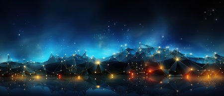 Abstract geometric with connected lines and dots. Big data visualization, network connectionの素材