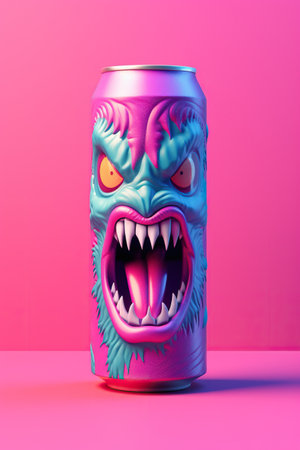 cute image of the monster drink with monster eyes and teethの素材