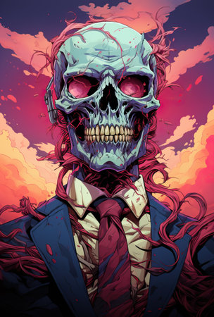 Zombie businessman skull, in the style of hyperの素材
