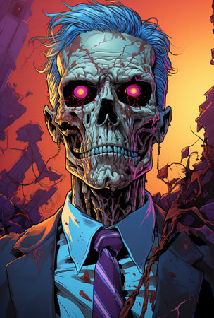 Zombie businessman skull, in the style of hyperの素材