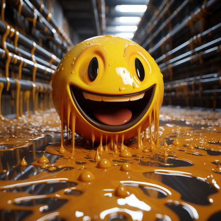 yellow smiley face melting with a light abstract designの素材