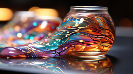 Nail polish flowing and forming a rainbow, modern, futuristの素材