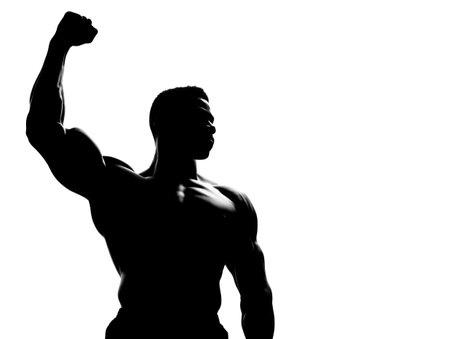 African Black Man Flexing Muscle Silhouetteの素材