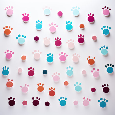 paw print pattern | wall art of dog paw tracks on wallpaperの素材
