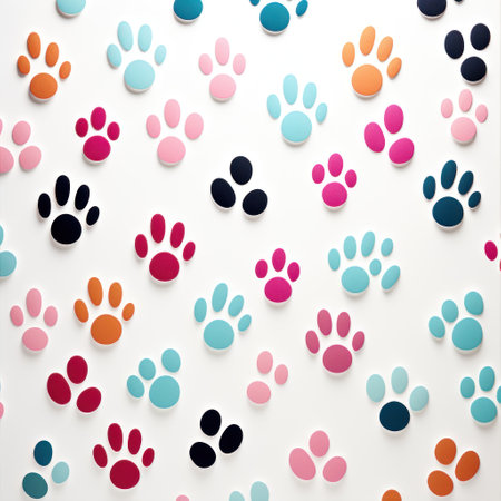 paw print pattern | wall art of dog paw tracks on wallpaperの素材