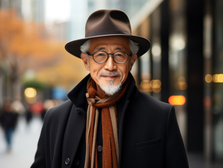 Portrait of a Japanese Stylish Elderly Manの素材