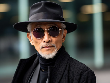 Portrait of a Japanese Stylish Elderly Manの素材