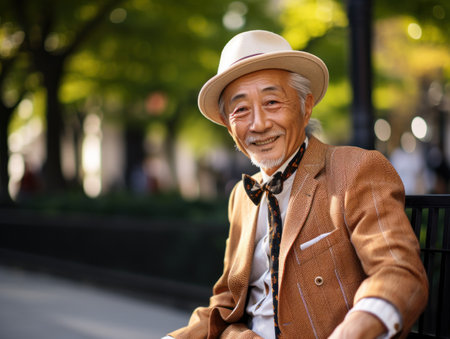 Portrait of a Japanese Stylish Elderly Manの素材