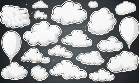 Bubble speech shape in white paper texture. Set of balloon text isolated for retro comic and designの素材
